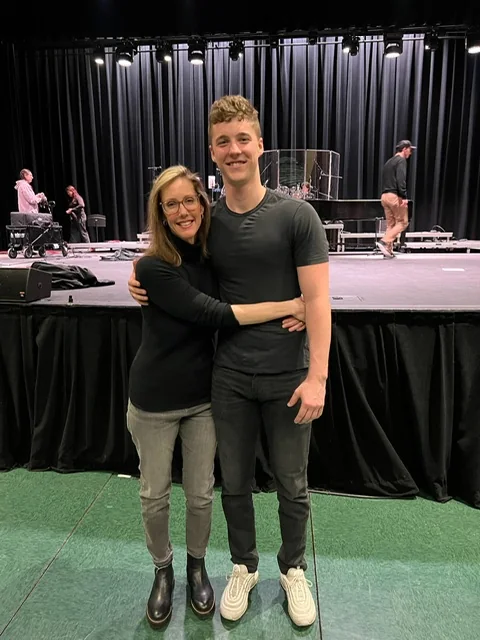 Elizabeth Sparks-Holmes with her son, who is pursuing a career in the arts